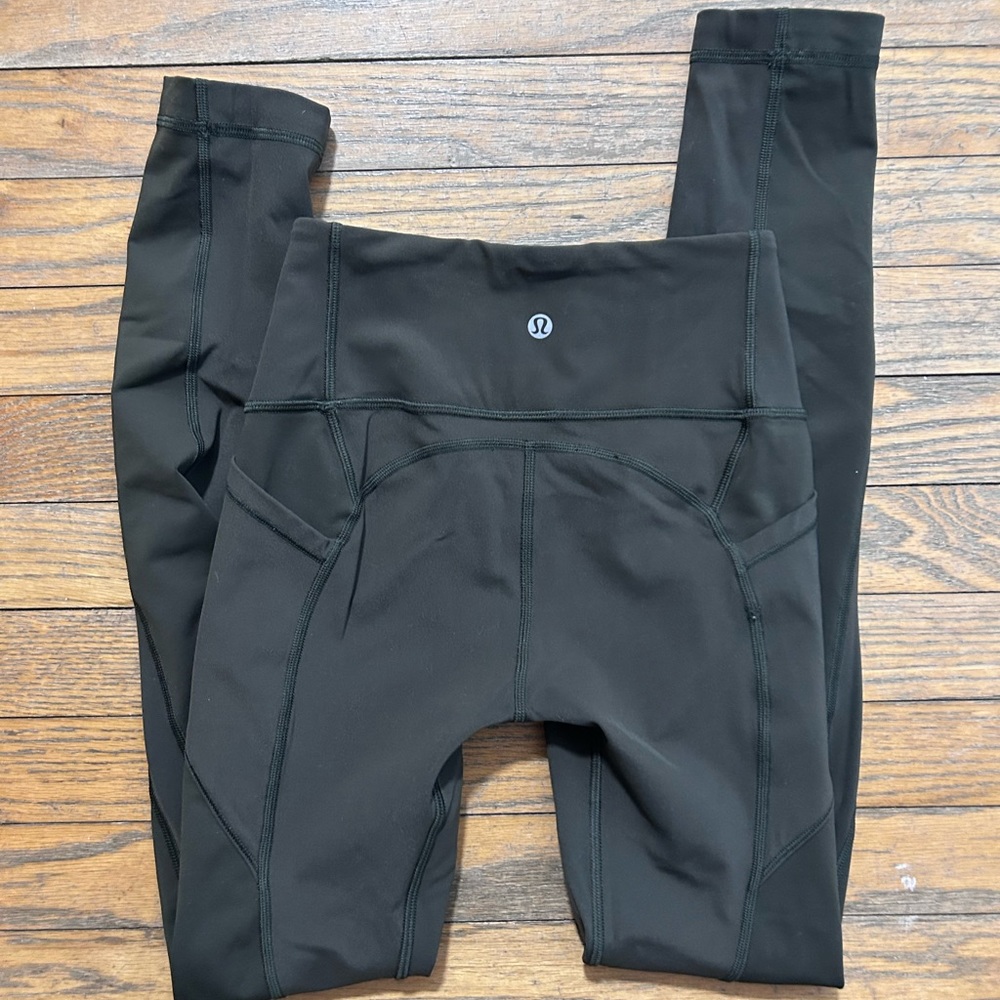 Lululemon Green Free and Fast Leggings with pockets